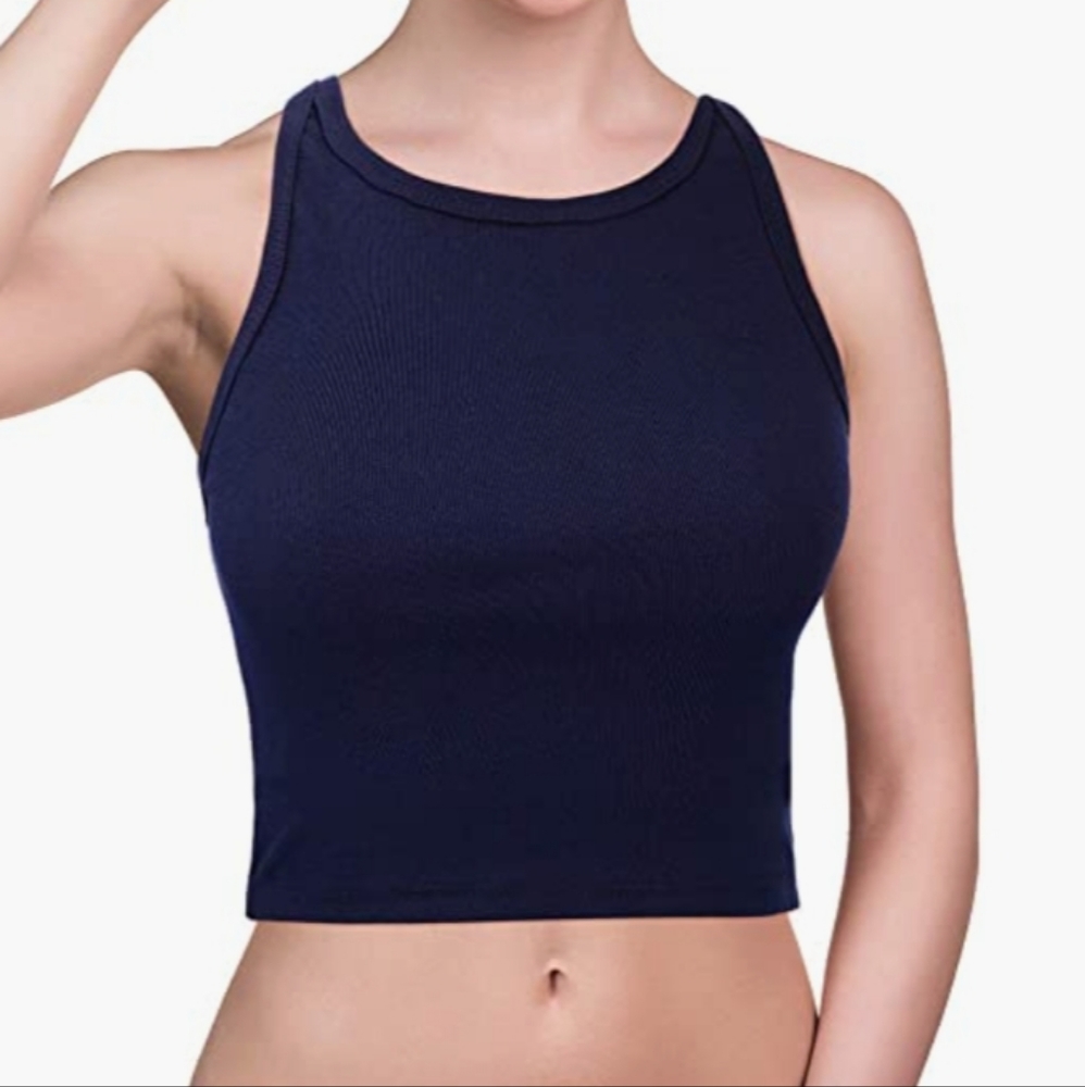 2 Sleeveless Racerback Crop Tanks